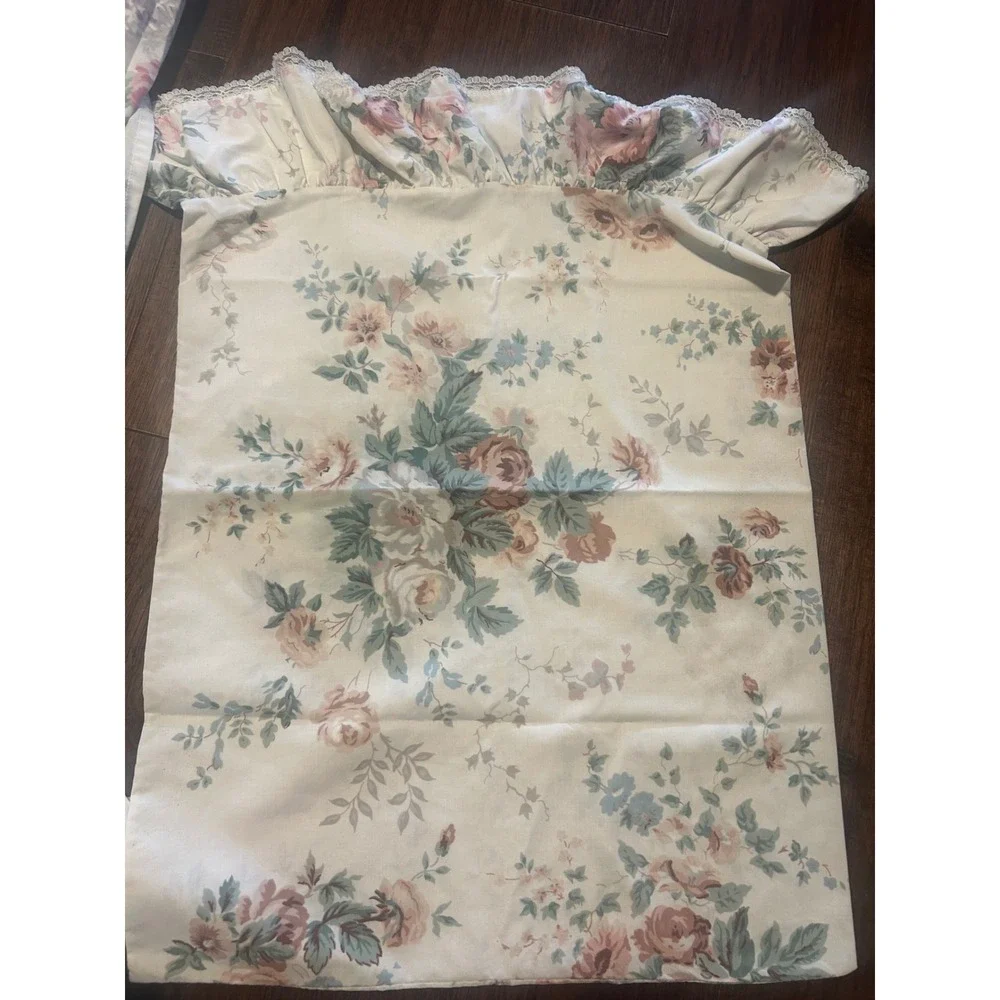 Vintage Lady Pepperell Sanderson Twin Sheet Set Floral Ruffled Cottagecore 3pc